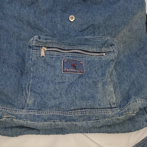 💥 VINTAGE Pacific Denim Co. Drawstring Backpack - 80s/90s Light Wash Rucksack - Picture 3 of 11